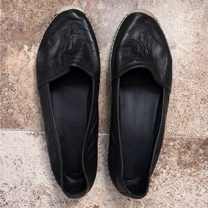 Authentic Saint Laurent black calfskin leather espadrilles in women’s size 8.5